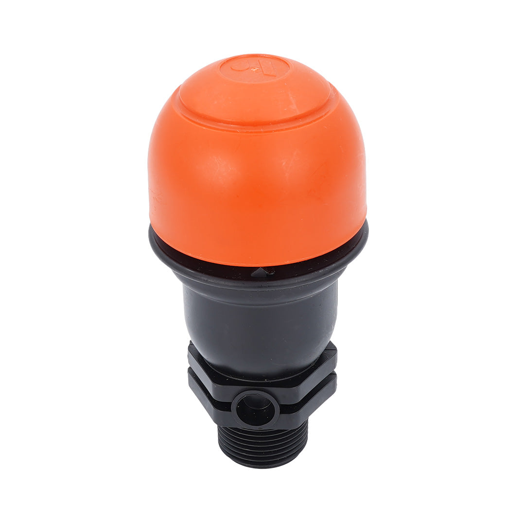 Orange and black air valve on a white background