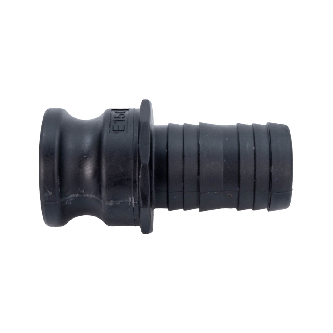 Black hosefitting camlock E on white background