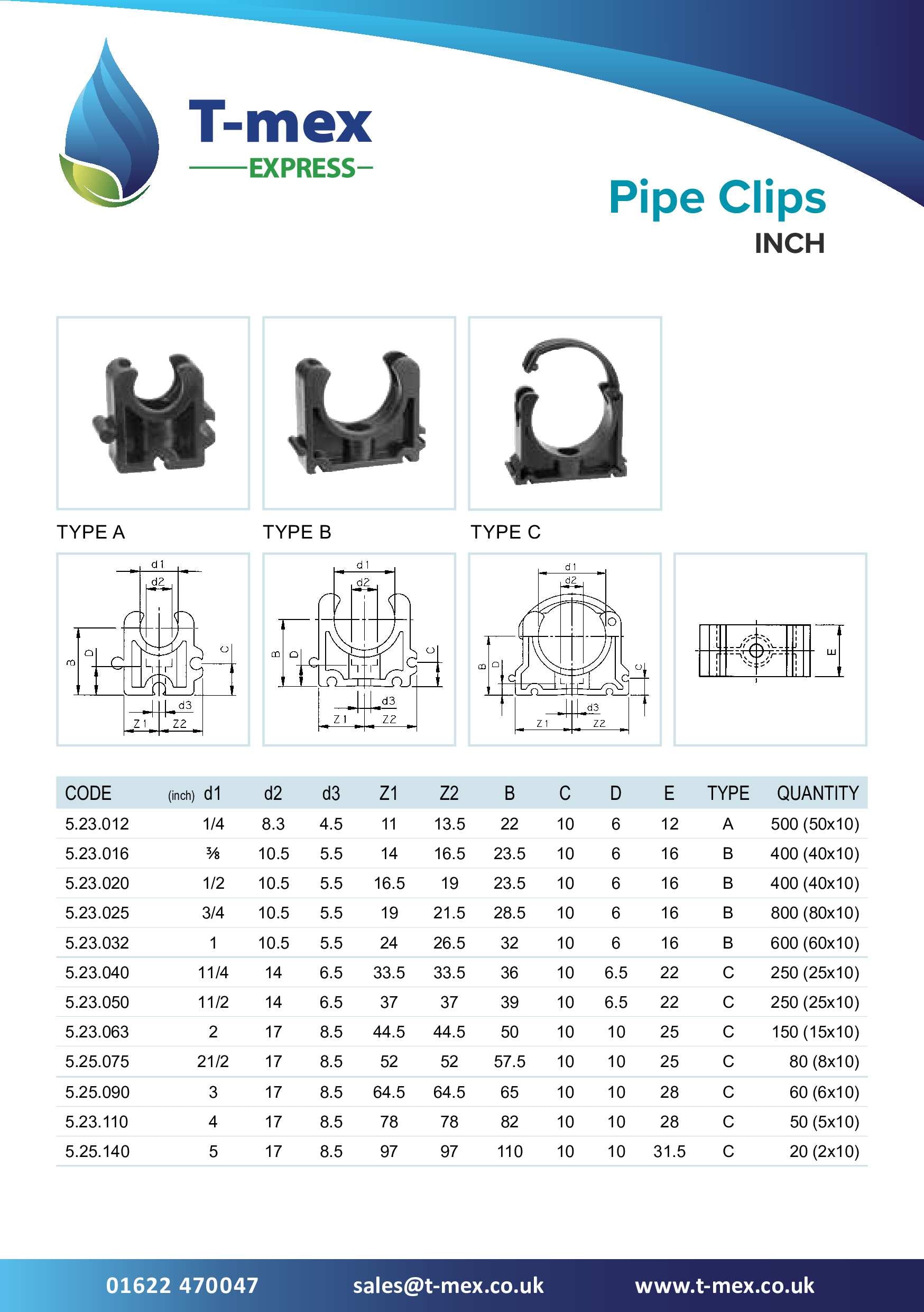 Inch Pipe Clips