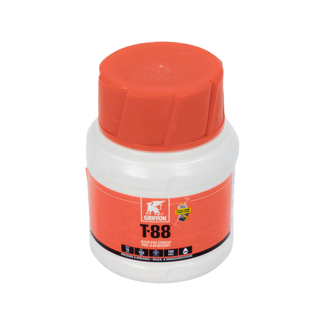 White container with orange lid and label on a white background