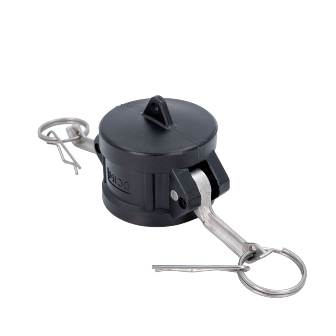 Black Camlock Cap with silver arms on white background