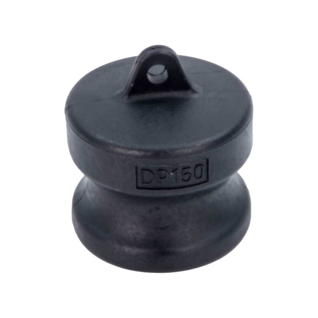Black Plastic Camlock Dust Plug on white background
