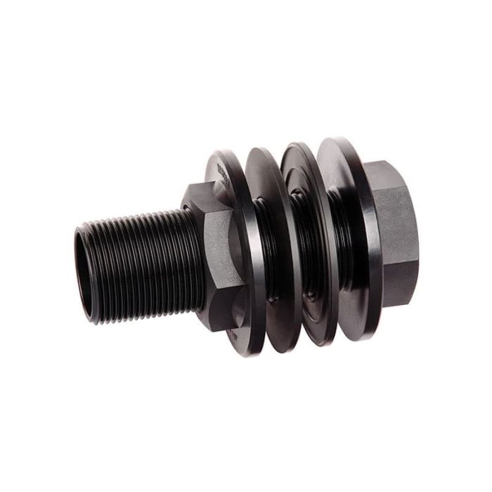 Black Plastic Tank connector on white background