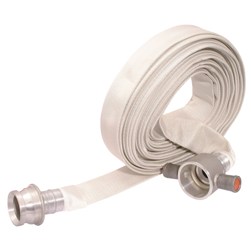 Ribblelite Plain Fire Hose - White Uncoated with Couplings